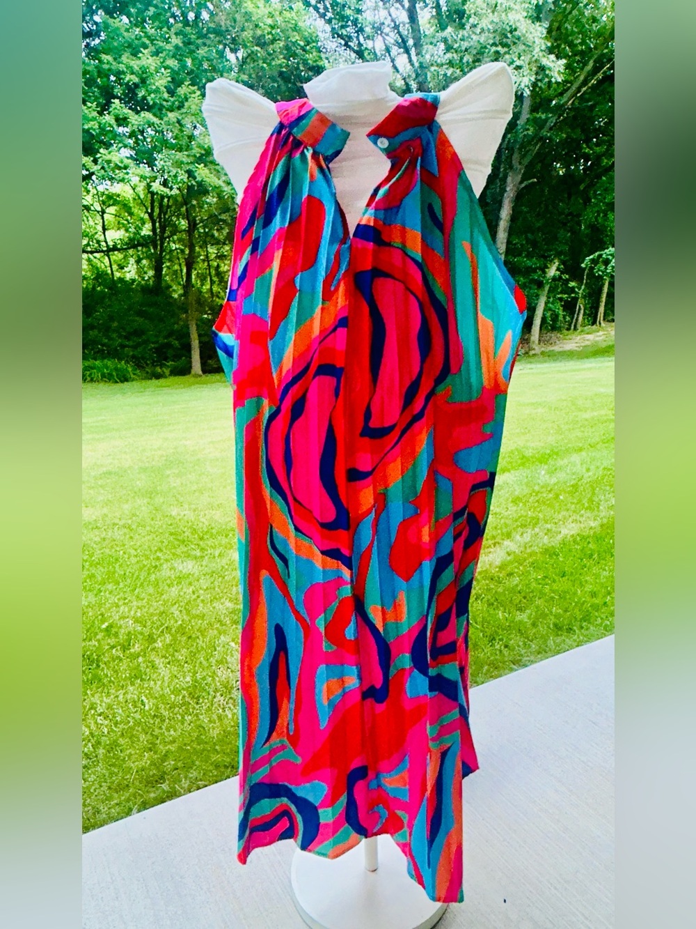 Women’s Colorful Abstract Sleeveless Midi Dress- Size 1Xl - Picture 4 of 7
